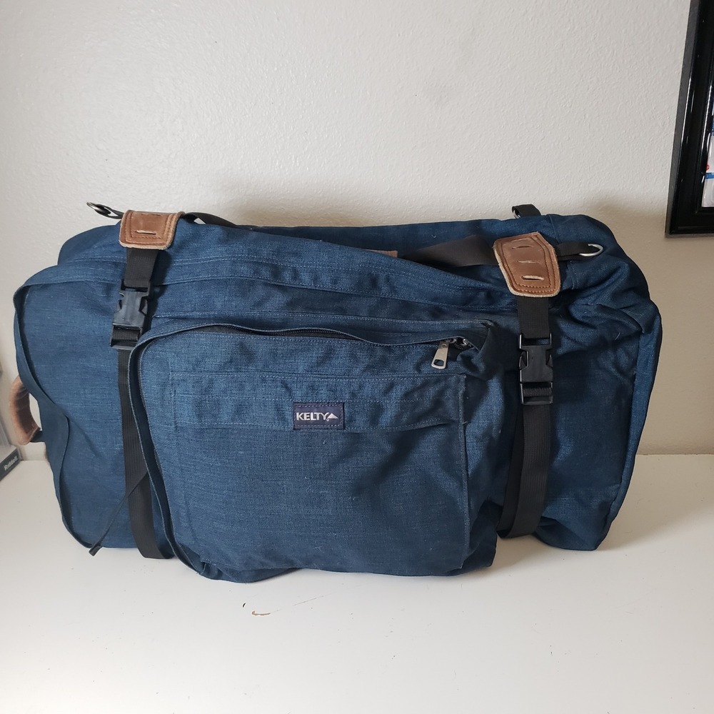 Vintage Kelty Soft Pack Duffle Bag Navy‎ Blue Travel Pack Expandable Luggage